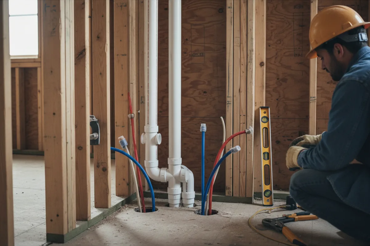 Drain and supply rough-in during Garbage Disposal Repair in Yutan