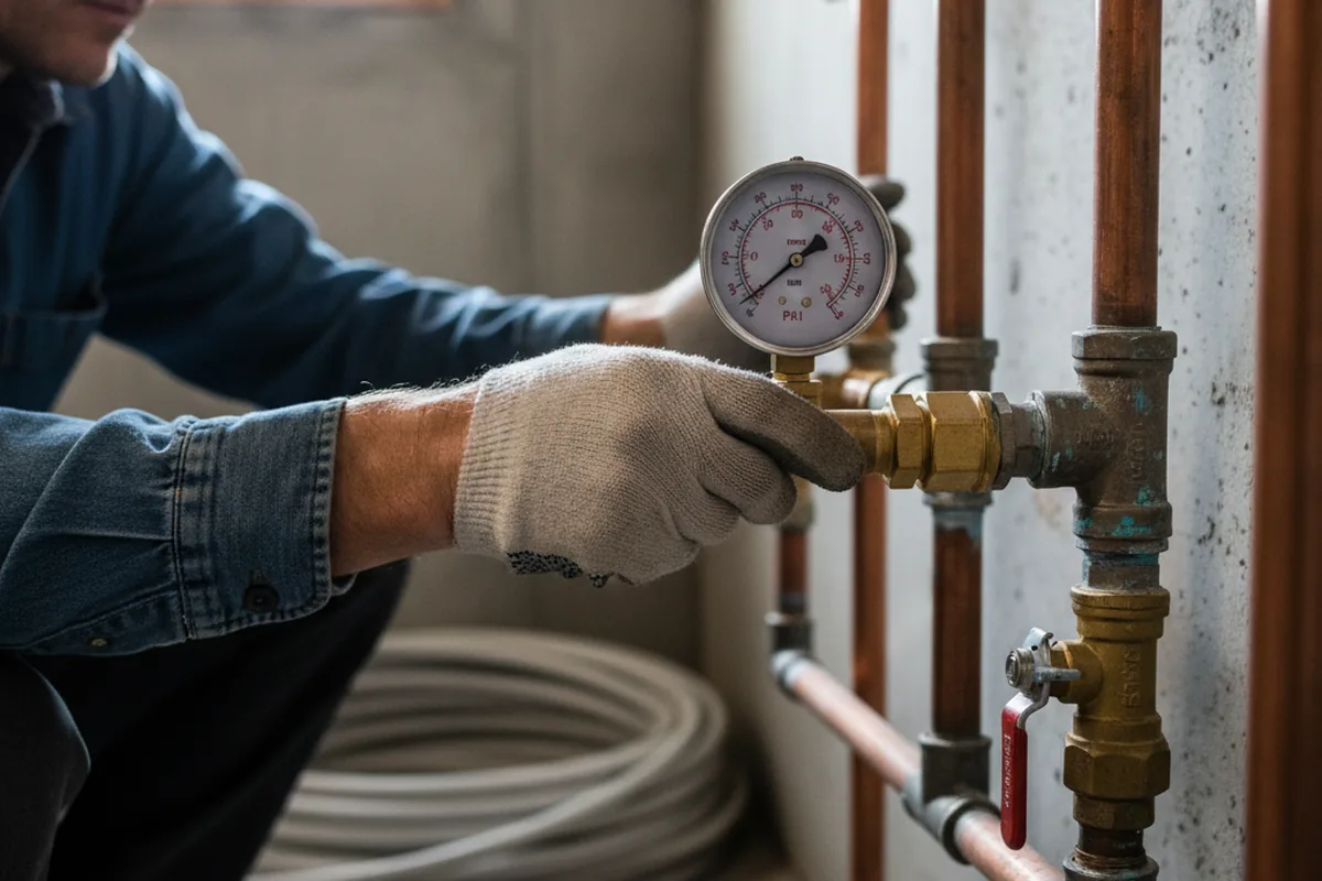 Pressure testing a repaired line during Water Line Repair in Yutan